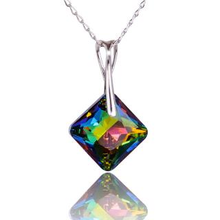 Náhrdelník s krystalem Princess Cut Vitrail Medium (Stříbrný náhrdelník s krystalem)