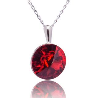 Náhrdelnik s krystalem Rivoli Scarlet (Stříbrný náhrdelník s krystalem)