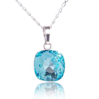 Náhrdelník s krystalem Square Light Turquoise (Stříbrný Náhrdelník s krystalem)