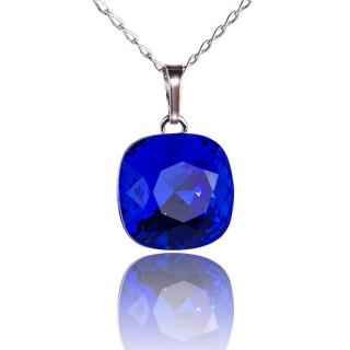 Náhrdelník s krystalem Square Majestic Blue (Stříbrný náhrdelník s krystalem)
