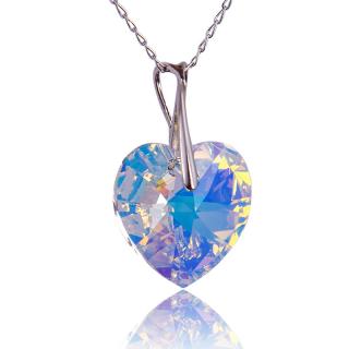 Náhrdelník s krystalem srdíčko Aurore Boreale (Stříbrný náhrdelník s krystalem)