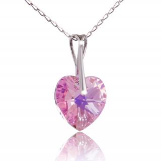 Náhrdelník s krystalem srdíčko Light Rose (Stříbrný náhrdelník s krystalem )