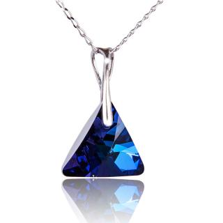 Náhrdelník s krystalem Triangle Bermuda Blue (Stříbrný náhrdelník s krystalem)