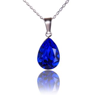 Náhrdelník s krystalem Xilion Pear Majestic Blue (Stříbrný náhrdelník s krystalem)