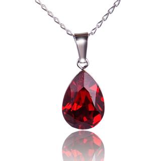 Náhrdelník s krystalem Xilion Pear Scarlet (Stříbrný náhrdelník s krystalem)