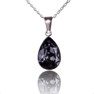Náhrdelník s krystalem Xilion Pear Silver Night (Stříbrný náhrdelník s krystalem)