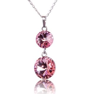 Náhrdelnik s krystaly Rivoli DUO Light Rose (Stříbrný náhrdelník s krystaly)