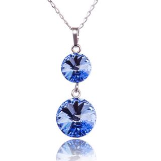 Náhrdelnik s krystaly Rivoli DUO Light Sapphire (Stříbrný náhrdelník s krystaly)