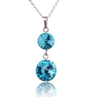 Náhrdelnik s krystaly Rivoli DUO Light Turquoise (Stříbrný náhrdelník s krystaly)