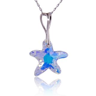 Náhrdelník Starfish s krystalem Aurore Boreale (Stříbrný Náhrdelník s krystalem)