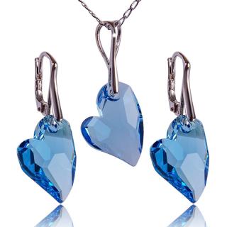 Stříbrná souprava s krystaly Devoted 2U Heart Aquamarine (Stříbrná souprava s krystaly)