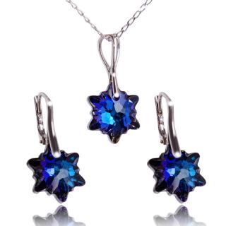 Stříbrná souprava s krystaly Edelweiss Bermuda Blue (Stříbrný náhrdelník s krystaly)