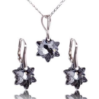 Stříbrná souprava s krystaly Edelweiss Silver Night (Stříbrný náhrdelník s krystaly)
