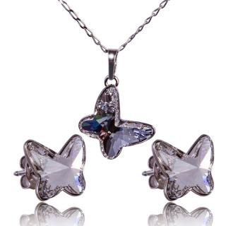 Stříbrná souprava s krystaly Motýlek Crystal (Stříbrná Souprava s krystaly)