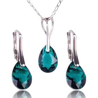 Stříbrná souprava s krystaly Pear Cut Emerald (Stříbrná Souprava s krystaly)