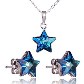 Stříbrná souprava s krystaly Star Bermuda Blue (Stříbrná Souprava s krystaly)