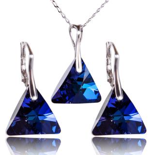 Stříbrná souprava s krystaly Triangle Bermuda Blue (Stříbrná souprava s krystaly)