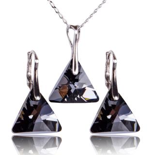 Stříbrná souprava s krystaly Triangle Silver Night (Stříbrná souprava s krystaly)