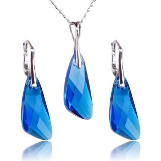 Stříbrná souprava s krystaly Wing Capri Blue (Stříbrná souprava s krystaly)