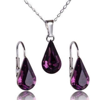 Stříbrná souprava s krystaly Xilion Pear Amethyst (Stříbrná Souprava s krystaly)