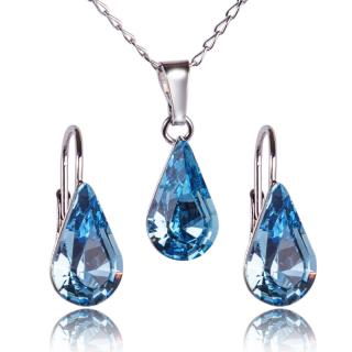 Stříbrná souprava s krystaly Xilion Pear Aquamarine (Stříbrná Souprava s krystaly)