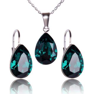 Stříbrná souprava s krystaly Xilion Pear Emerald (Stříbrná Souprava s krystaly)