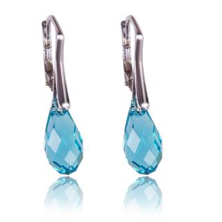 Stříbrné náušnice s krystaly Briolette Light Turquoise (Stříbrné náušnice s krystaly)