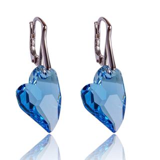Stříbrné náušnice s krystaly Devoted 2U Heart Aquamarine (Stříbrné náušnice s krystaly)