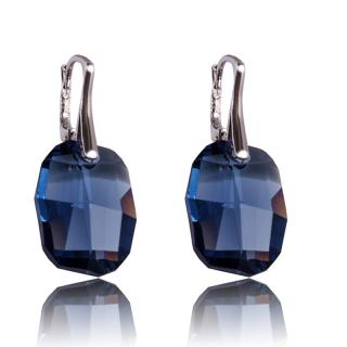 Stříbrné náušnice s krystaly Graphic Denim Blue (Stříbrné náušnice s krystaly)