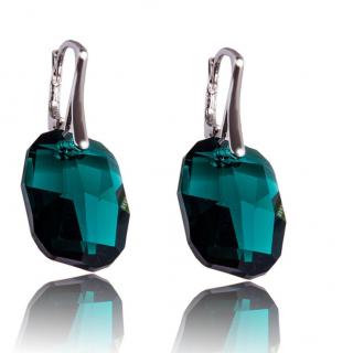 Stříbrné náušnice s krystaly Graphic Emerald (Stříbrné náušnice s krystaly)