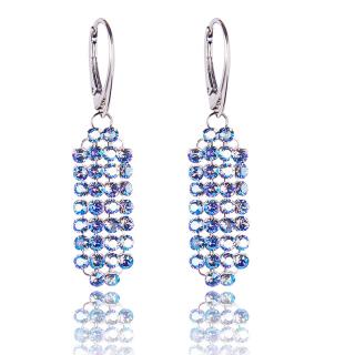 Stříbrné náušnice s krystaly Mesh v.4 Light Sapphire Shimmer (Stříbrné náušnice s krystaly)