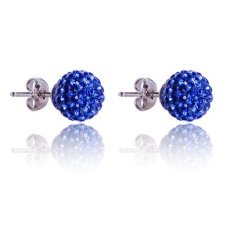Stříbrné náušnice s krystaly Pave Ball Sapphire (Stříbrné náušnice s krystaly)