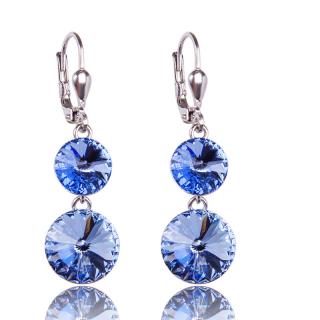 Stříbrné náušnice s krystaly Rivoli DUO Light Sapphire (Stříbrné náušnice s krystaly)