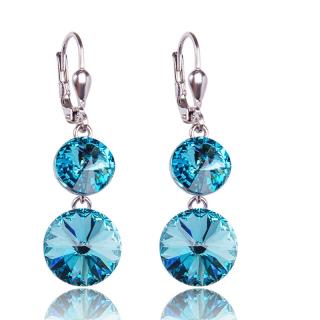 Stříbrné náušnice s krystaly Rivoli DUO Light Turquoise (Stříbrné náušnice s krystaly)