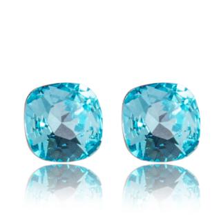 Stříbrné náušnice s krystaly Square Light Turquoise (Stříbrné náušnice s krystaly)