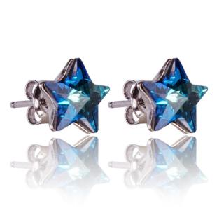 Stříbrné náušnice s krystaly Star Bermuda Blue (Stříbrné náušnice s krystaly)