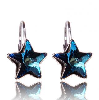 Stříbrné náušnice s krystaly Star visací Bermuda Blue (Stříbrné náušnice s krystaly)