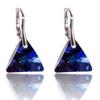 Stříbrné náušnice s krystaly Triangle Bermuda Blue (Stříbrné náušnice s krystaly)