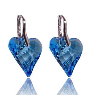Stříbrné náušnice s krystaly Wild Heart Aquamarine (Stříbrné náušnice s krystaly)