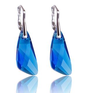Stříbrné náušnice s krystaly Wing Capri Blue (Stříbrné náušnice s krystaly)