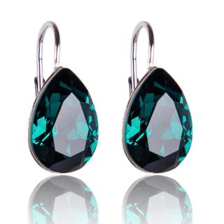 Stříbrné náušnice s krystaly Xilion Pear Emerald (Stříbrné náušnice s krystaly)