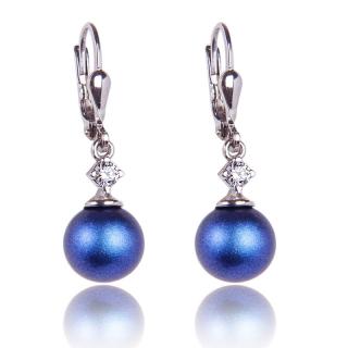 Stříbrné náušnice s Perlami Deep Blue Pearl (Stříbrné náušnice s perličkami)