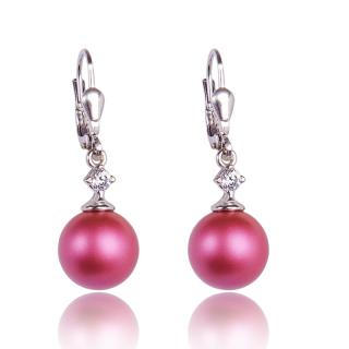 Stříbrné náušnice s Perlami Mulberry Pink Pearl (Stříbrné náušnice s perličkami)