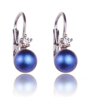 Stříbrné náušnice s perličkami Dark Blue Pearl (Stříbrné náušnice s perličkami)
