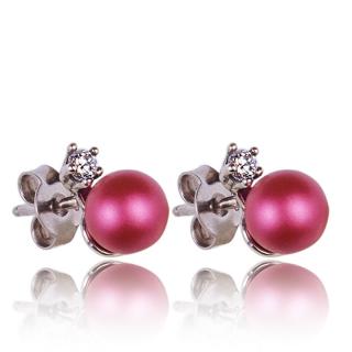 Stříbrné náušnice s perličkami Mulberry Pink Pearl (Stříbrné náušnice s perličkami)