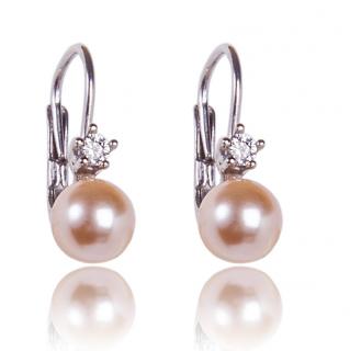 Stříbrné náušnice s perličkami Peach Pearl (Stříbrné náušnice s perličkami)