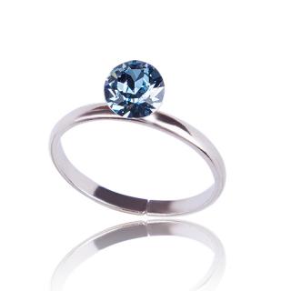 Stříbrný prsten Chaton Aquamarine (Stříbrný prsten s krystalem)