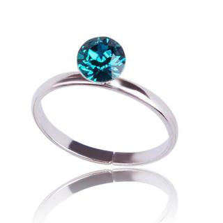 Stříbrný prsten Chaton Blue Zircon (Stříbrný prsten s krystalem)