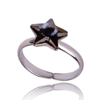 Stříbrný prsten s krystalem hvězdička Silver Night (Stříbrný prsten s krystalem)