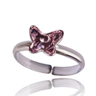 Stříbrný prsten s krystalem Motýlek 8mm Light Rose (Stříbrný prsten s krystalem )